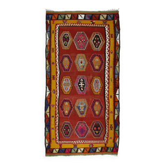 Kilims turcs vintage authentiques et tapis tissés à la main – Pièces de décoration intérieure uniques 183 x 344 cm