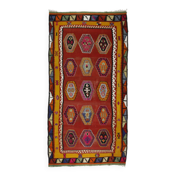 Authentic Vintage Turkish Kilims & Handwoven Rugs – Unique Home Decor Pieces 183x 344 cm