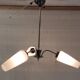 Brass chandelier with three lights and opaline tulips - 1950s/60s