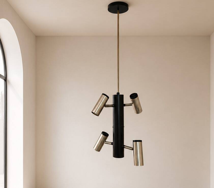 Suspension Phillips 1960 - Lignes architecturales - Métal laqué/alu brossé