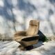 Vintage De Sede leather swivel chair, tulip base.