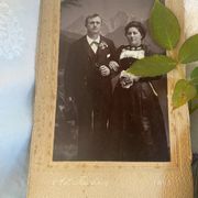 Old photograph of Swiss bride and groom