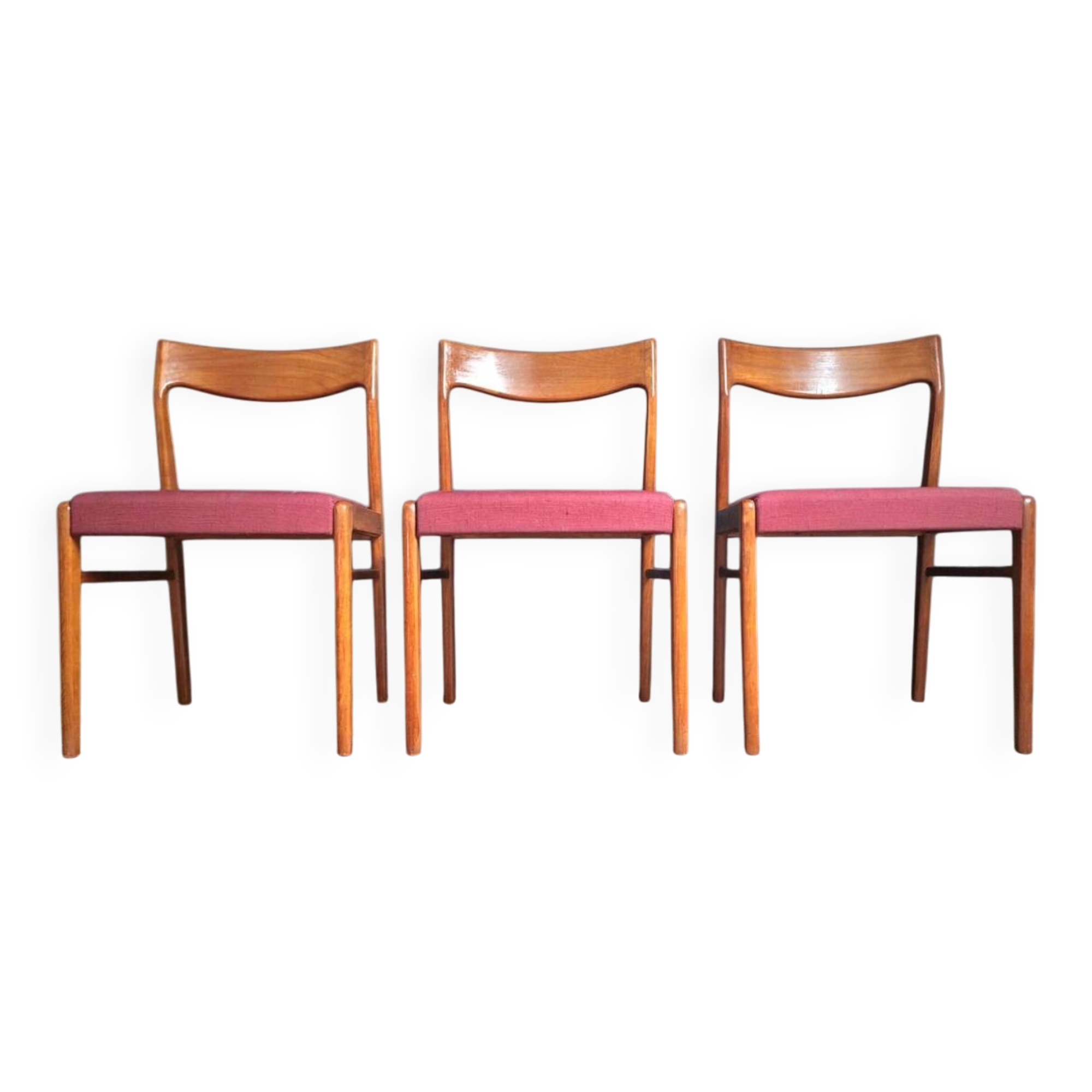 Trio of vintage teak chairs, antique seating furniture