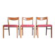 Trio of vintage teak chairs, antique seating furniture