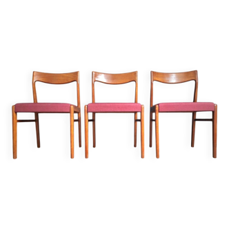 Trio de chaises vintage en teck, meubles sièges anciens