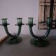 Pair of blown glass candlesticks