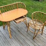 Rattan dressing table with her chair