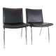 Kastrup chairs  In Black leather, Model CH401 By Hans J. Wegner  Made By Carl Hansen & Søn