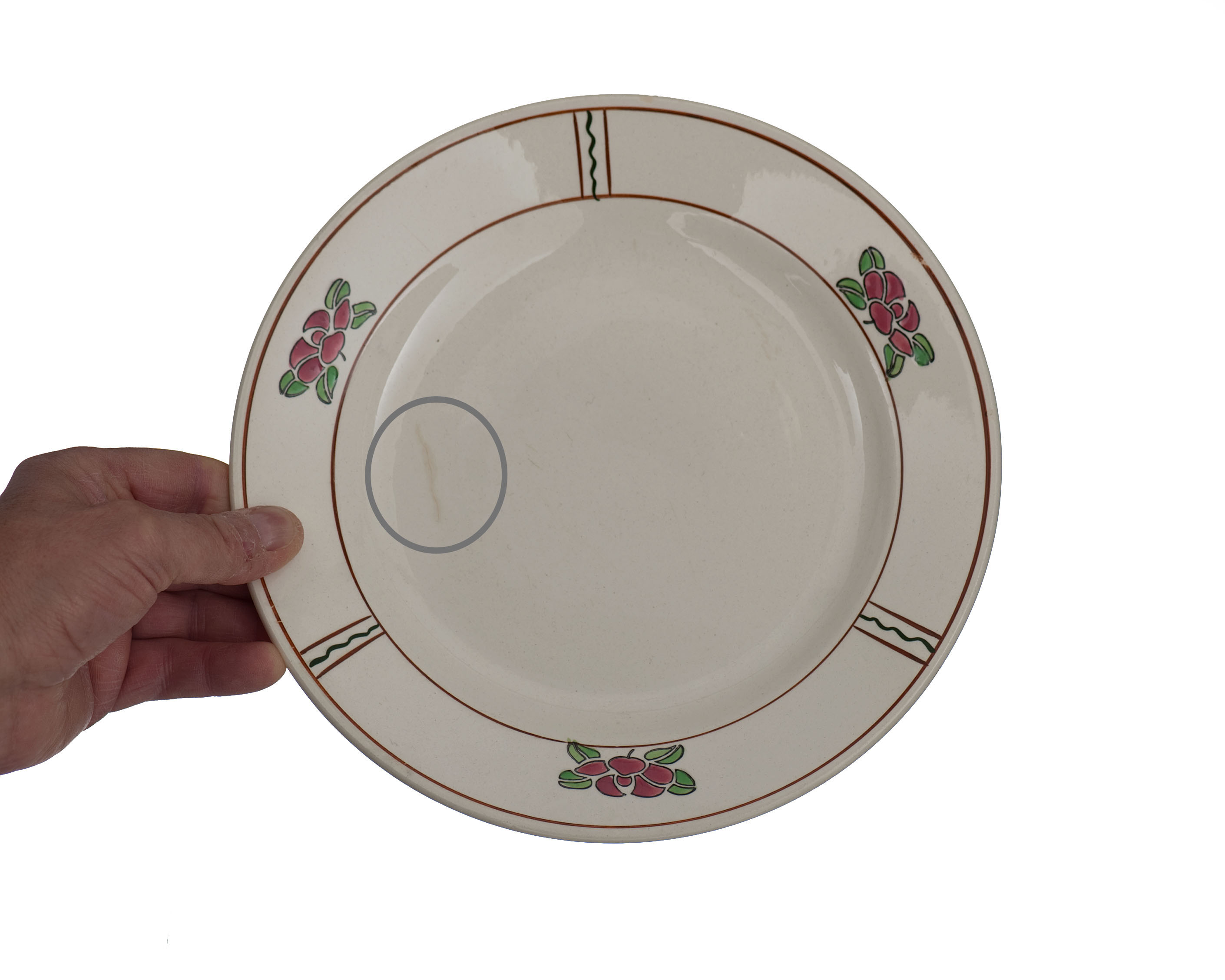 6 flat earthenware plates model water lily charbonnier salins circa 1950
