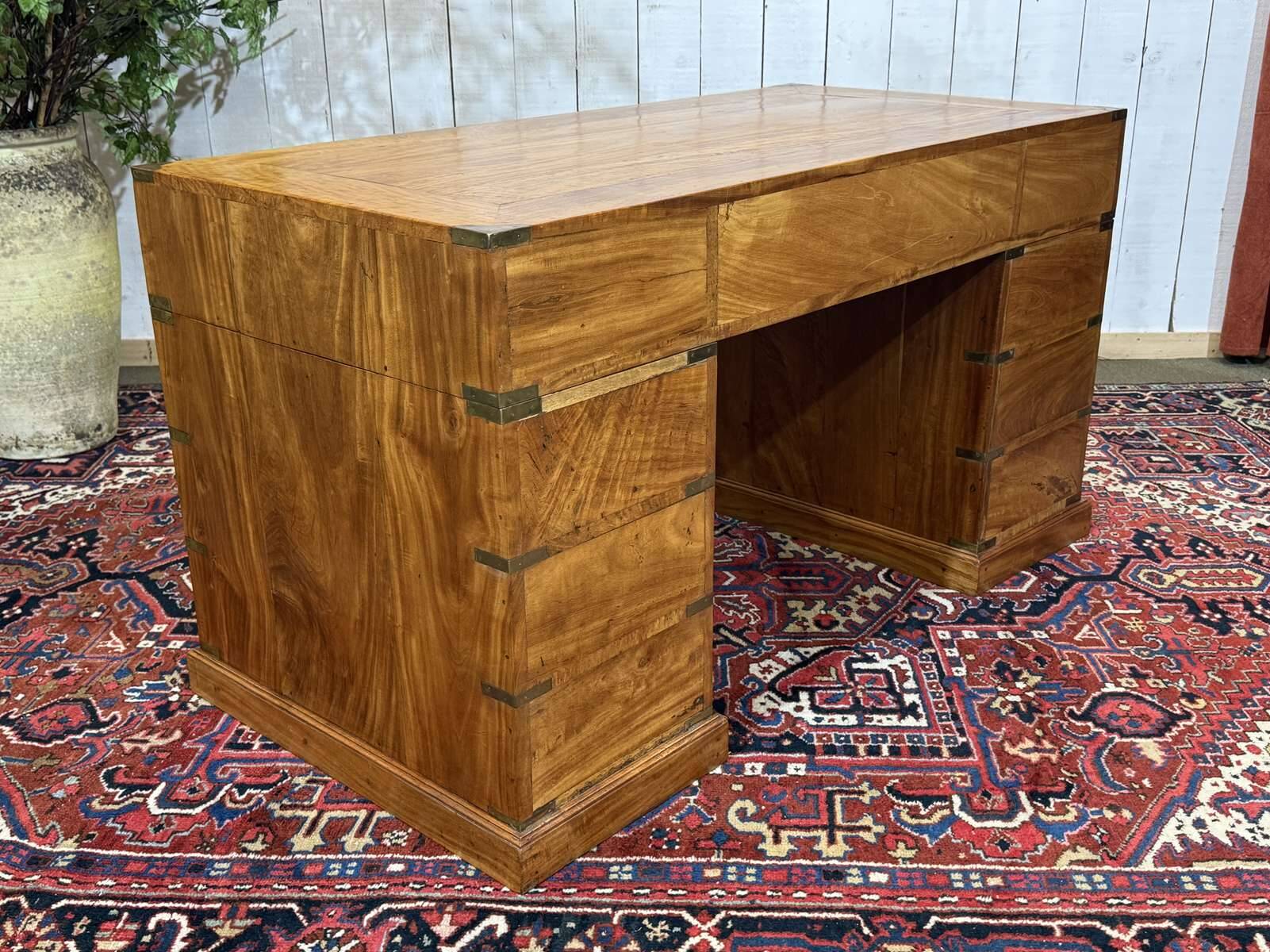 Nautical-style teak writing desk