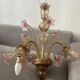 Murano glass chandelier Venetian flowers, circa 1950/1970 pink yellow