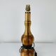 Vintage turned wood lamp, silk lampshade