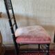 Small Napoléon III chair in black bamboo with a red velvet seat.