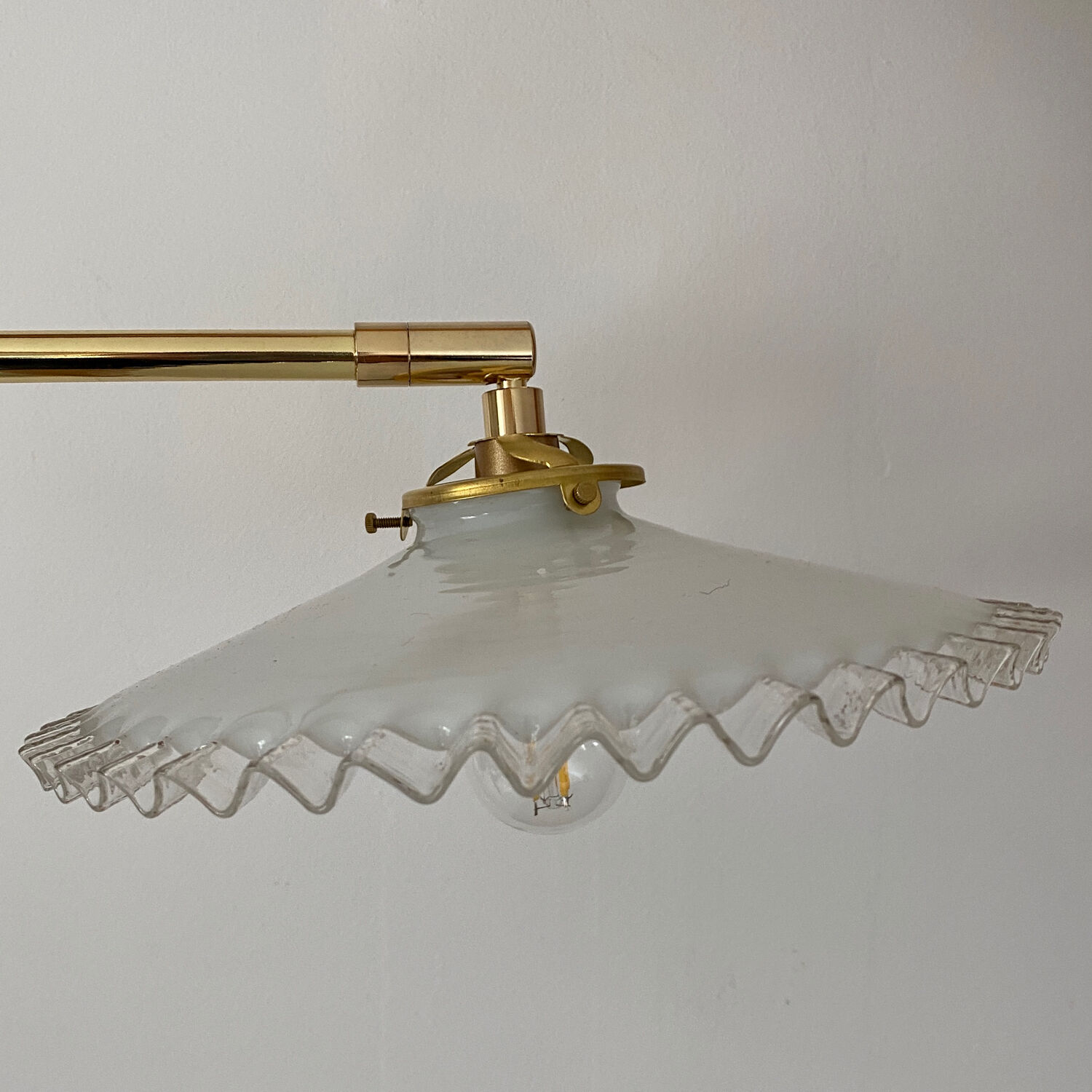 Vintage white opaline lampshade wall light