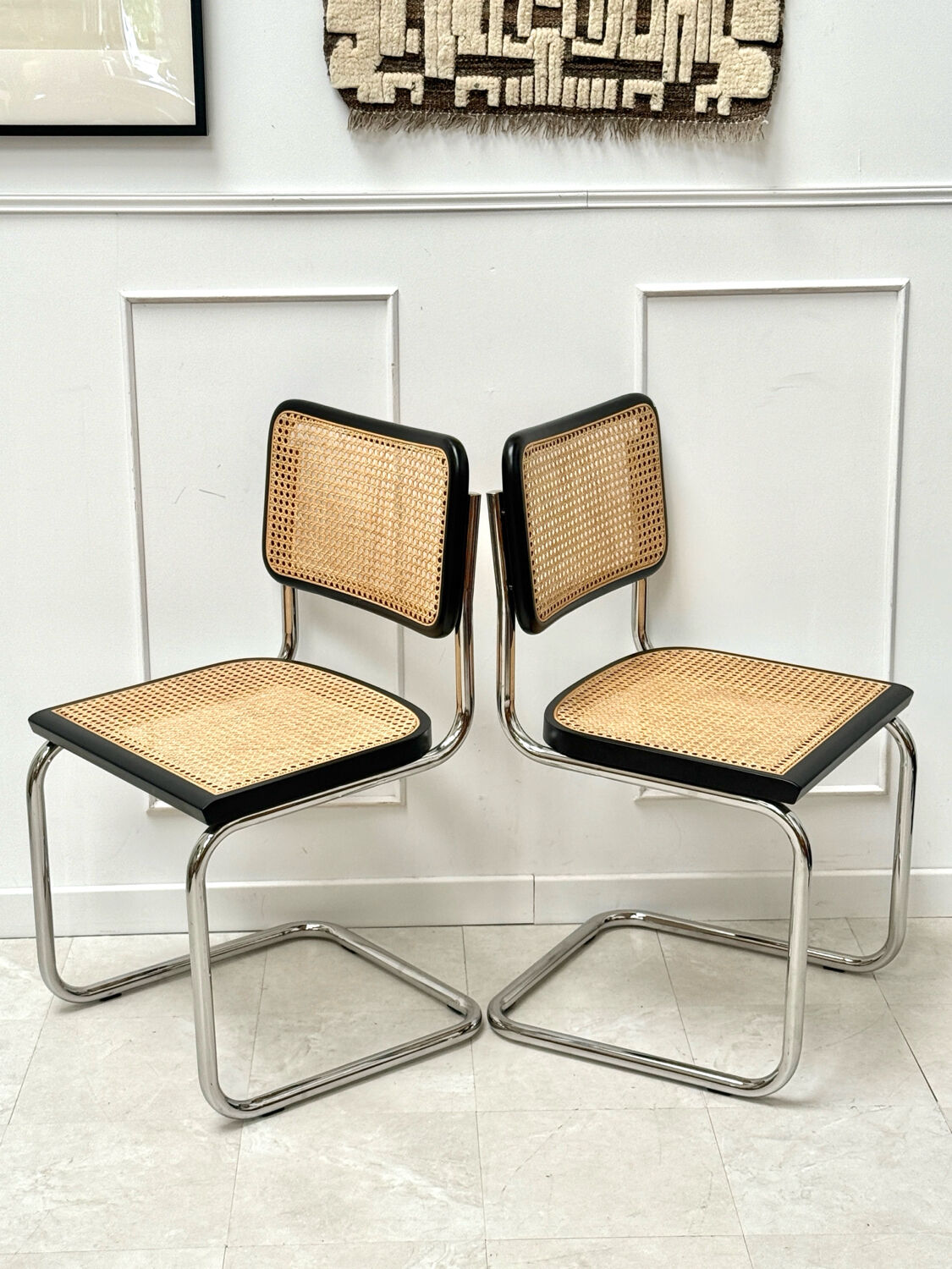 Pair of black B32 Cesca chairs