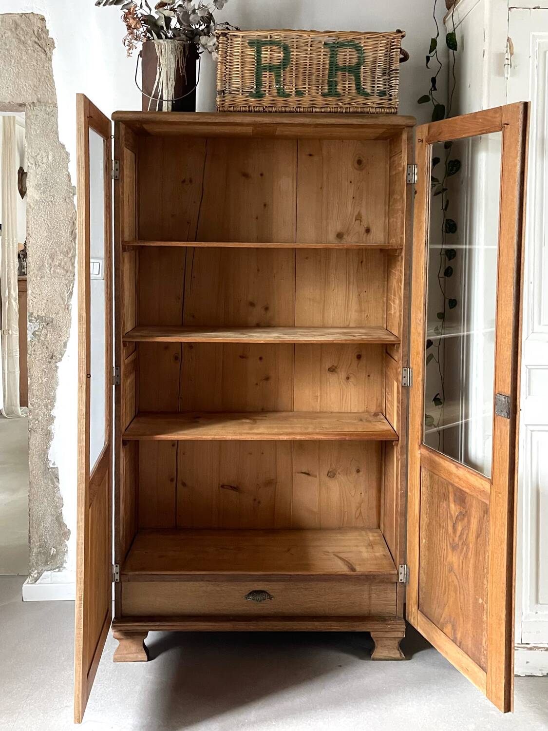 Oak display cabinet