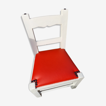 Chaise enfant skaï rouge restaurée