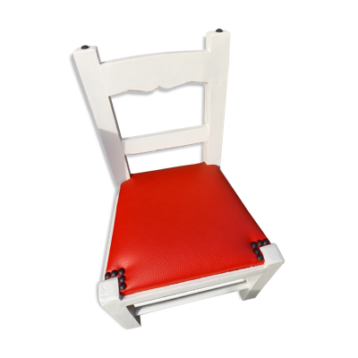 Chaise enfant skaï rouge restaurée