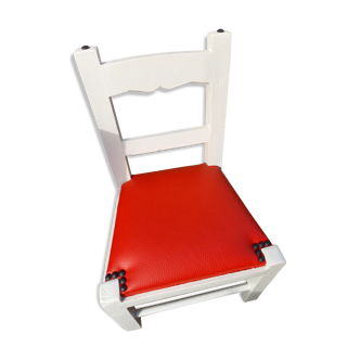 Chaise enfant skaï rouge restaurée