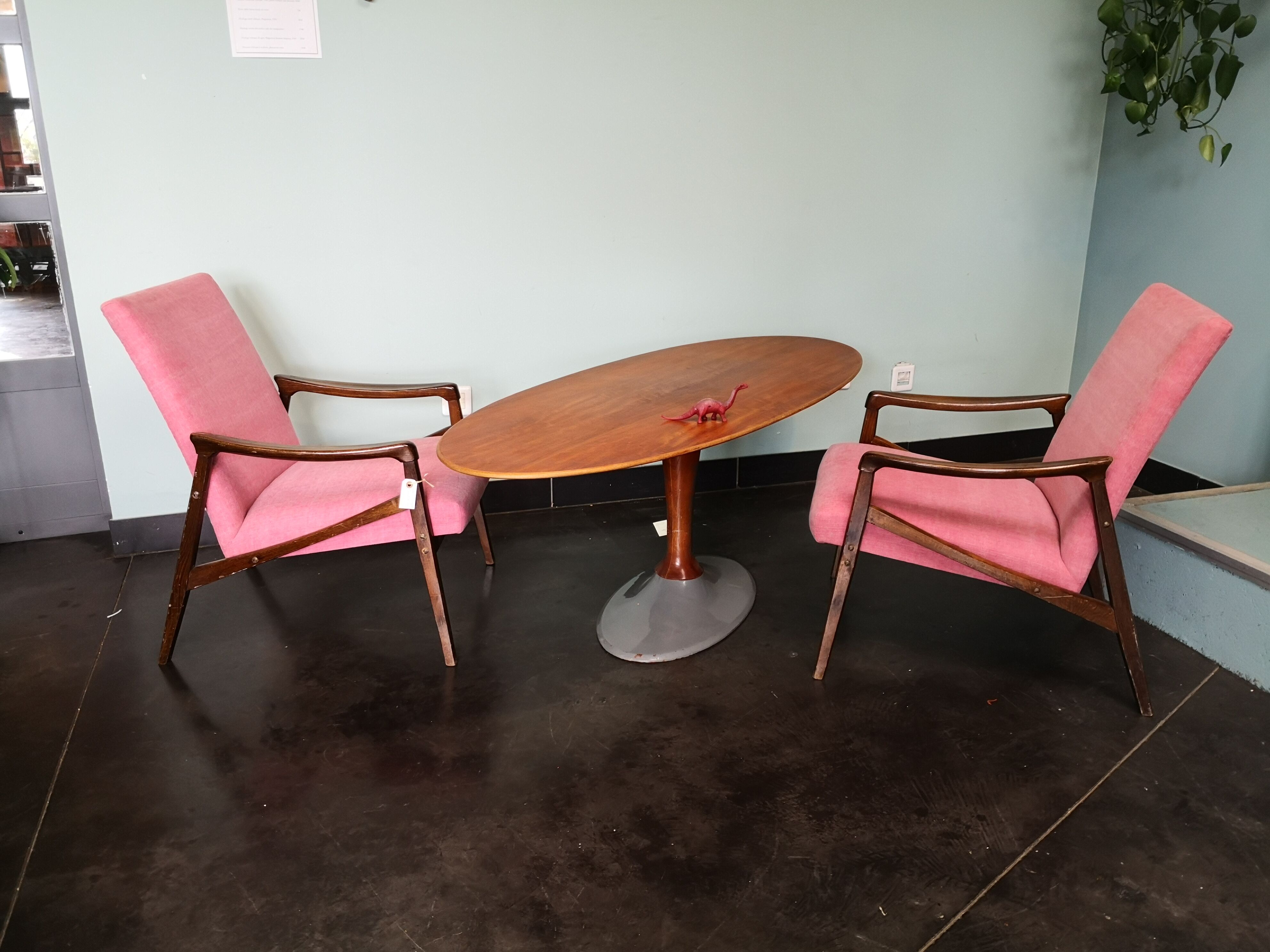 Czech vintage coffee table, wood and metal