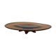 Vintage amber glass centrepiece bowl on a pedestal.
