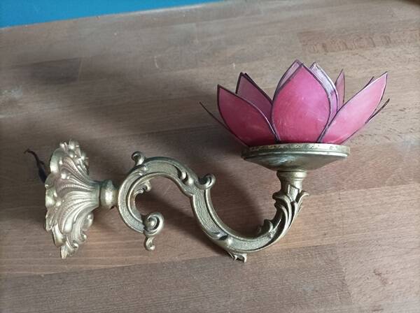 Wall lamp lotus flower petal mother-of-pearl bronze base