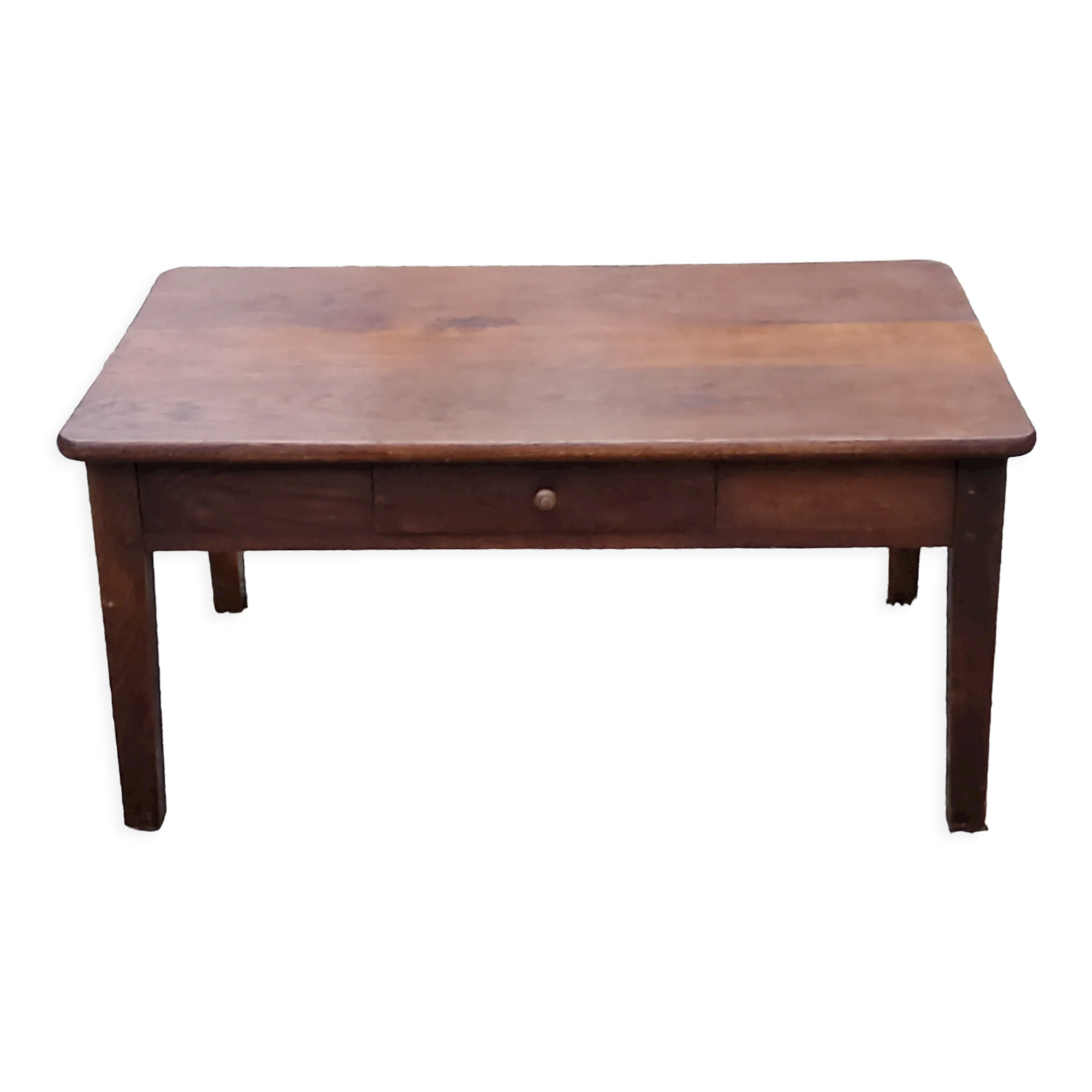 Oak farmhouse coffee table 1 drawer nineteenth century feet bobbins