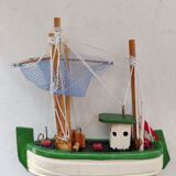 Fishing boat trawler Vintage painted wood