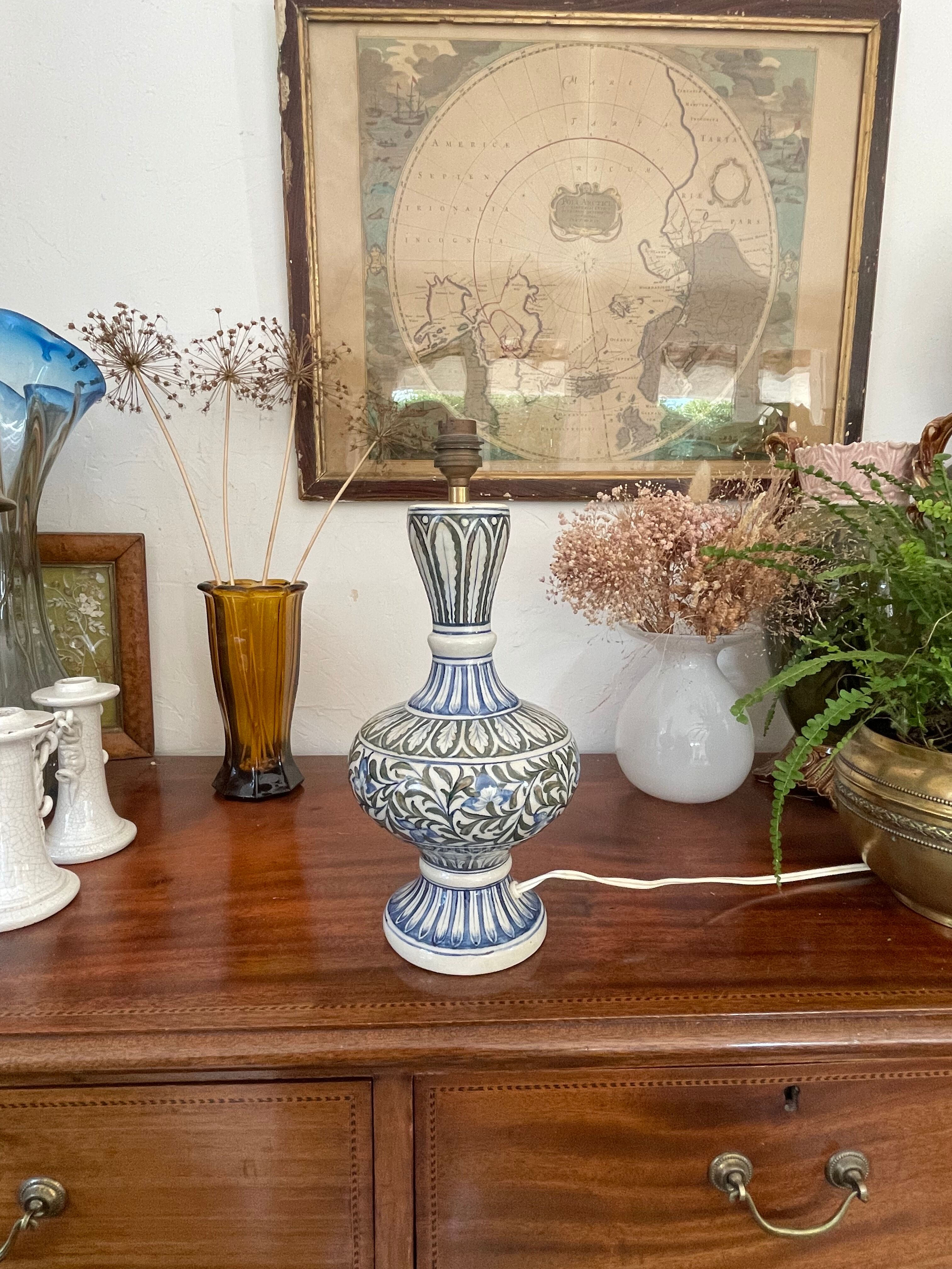 Old Hand-painted ceramic lamp