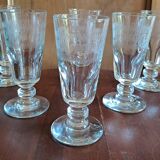 6 verres à café gravure à la grecque encadrée XIX ème