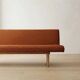 Lit de jour pliant des années 50 par Miroslav Navrátil, revêtement orange, années 1960, Tchécoslovaquie, 186 × 60 × 72 cm
