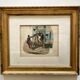 Antique lithograph Le Charivari 1844 framed – 19th-century gilded frame