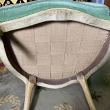 Pair of green Louis XV style bergères armchairs