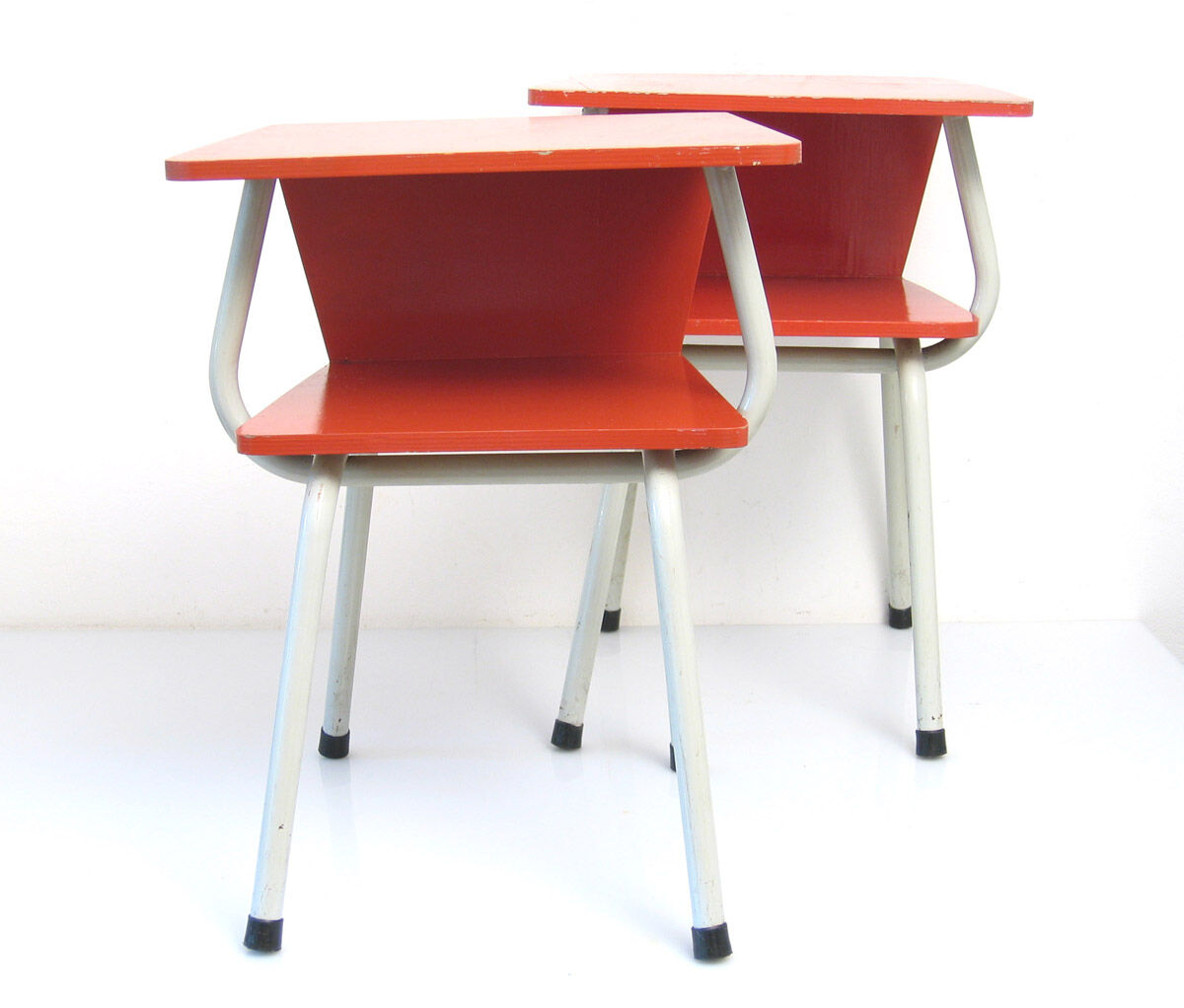 2 fifties red vintage bedside cabinets