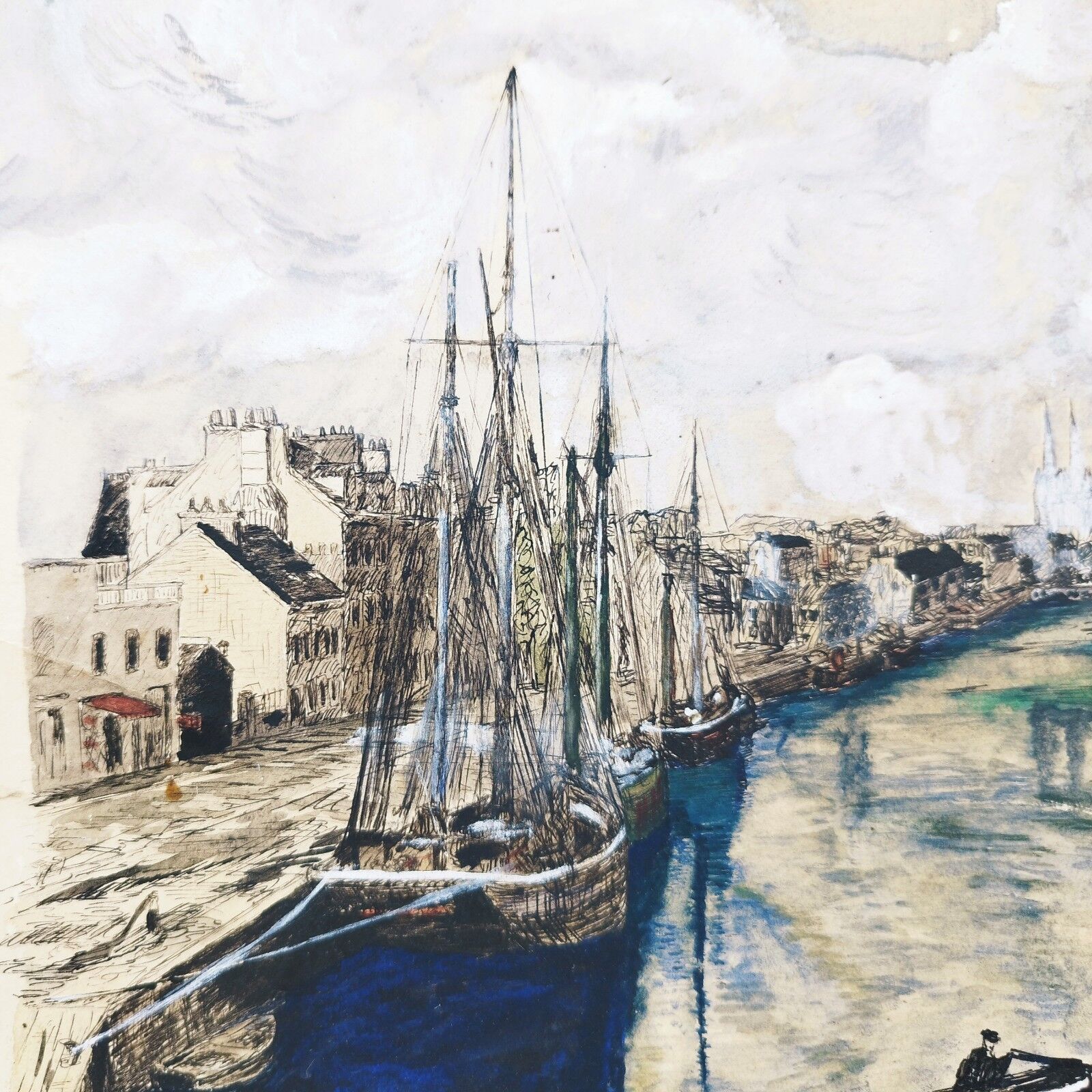 Drawing indian ink marine port table