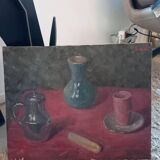 Tableau huile . Nature morte au biscuit