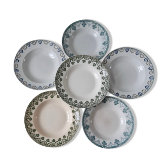 Lot de 6 assiettes creuses vertes Badonvillier, Saint-Amand