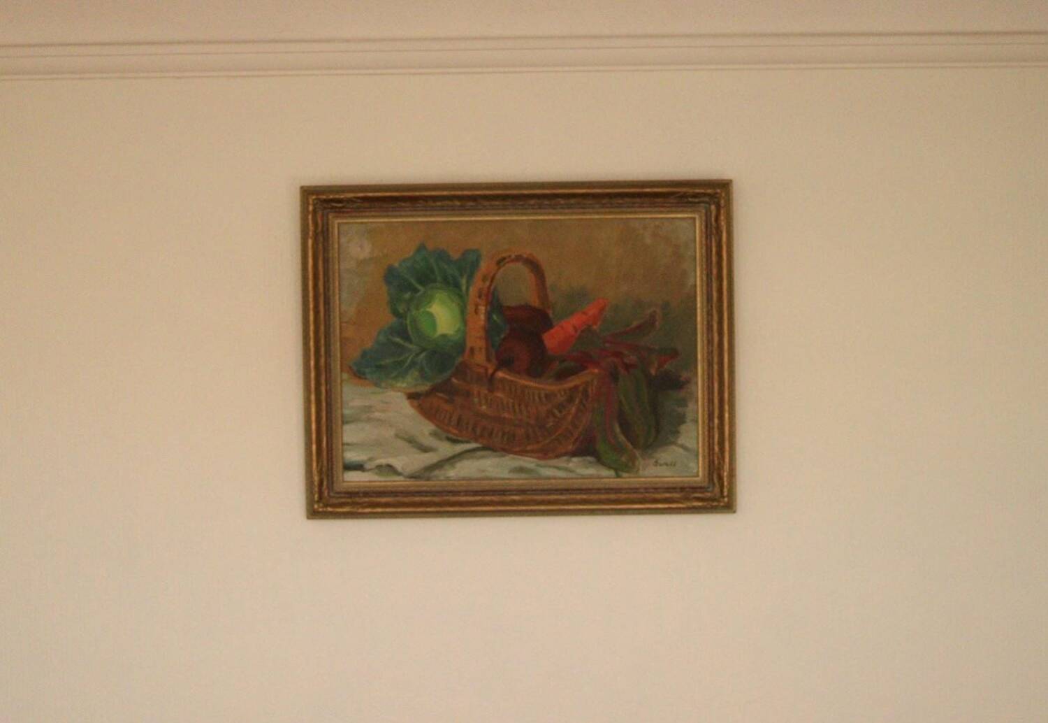 Original Swedish Oil on Canvas “Vegetable Basket” – G Wald Vintage