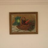Original Swedish Oil on Canvas “Vegetable Basket” – G Wald Vintage
