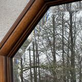 Rustic beveled mirror in molded natural wood 64 x 56 cm