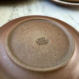 set of 10 cups and sub-cups in stoneware of the Marais handcrafted signed 70s