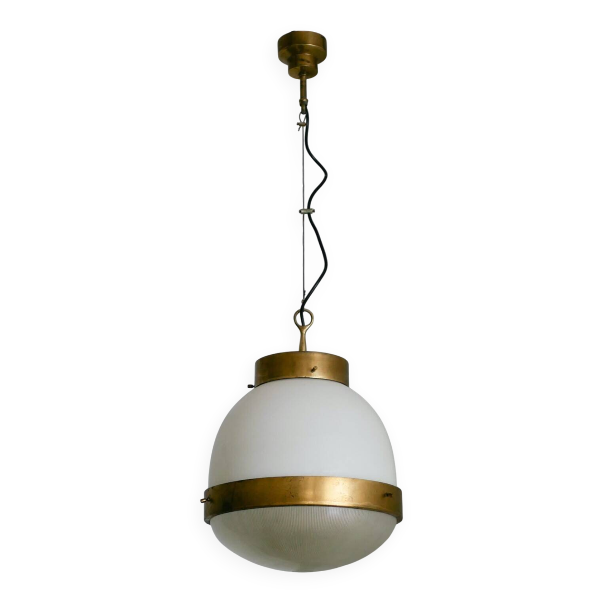 Grande plafonnier Artemide Delta - Années 60 - Sergio Mazza - Laiton et verre