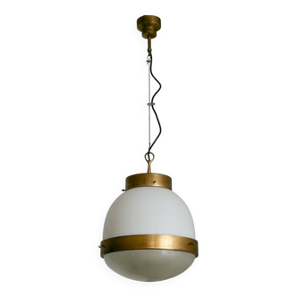 Grande plafonnier Artemide Delta - Années 60 - Sergio Mazza - Laiton et verre