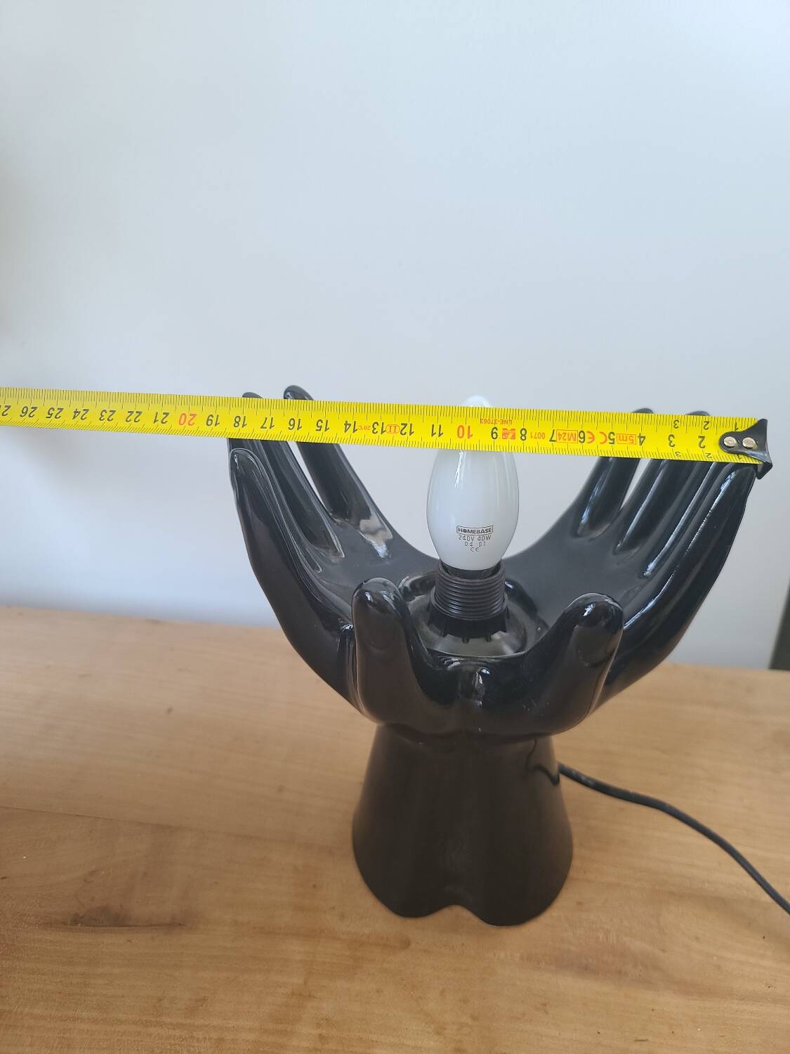 Lampe main globe céramique vintage années 80