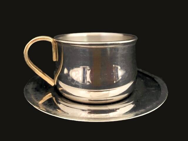 Set of 4 cups and their saucer "Inoxry" Italy