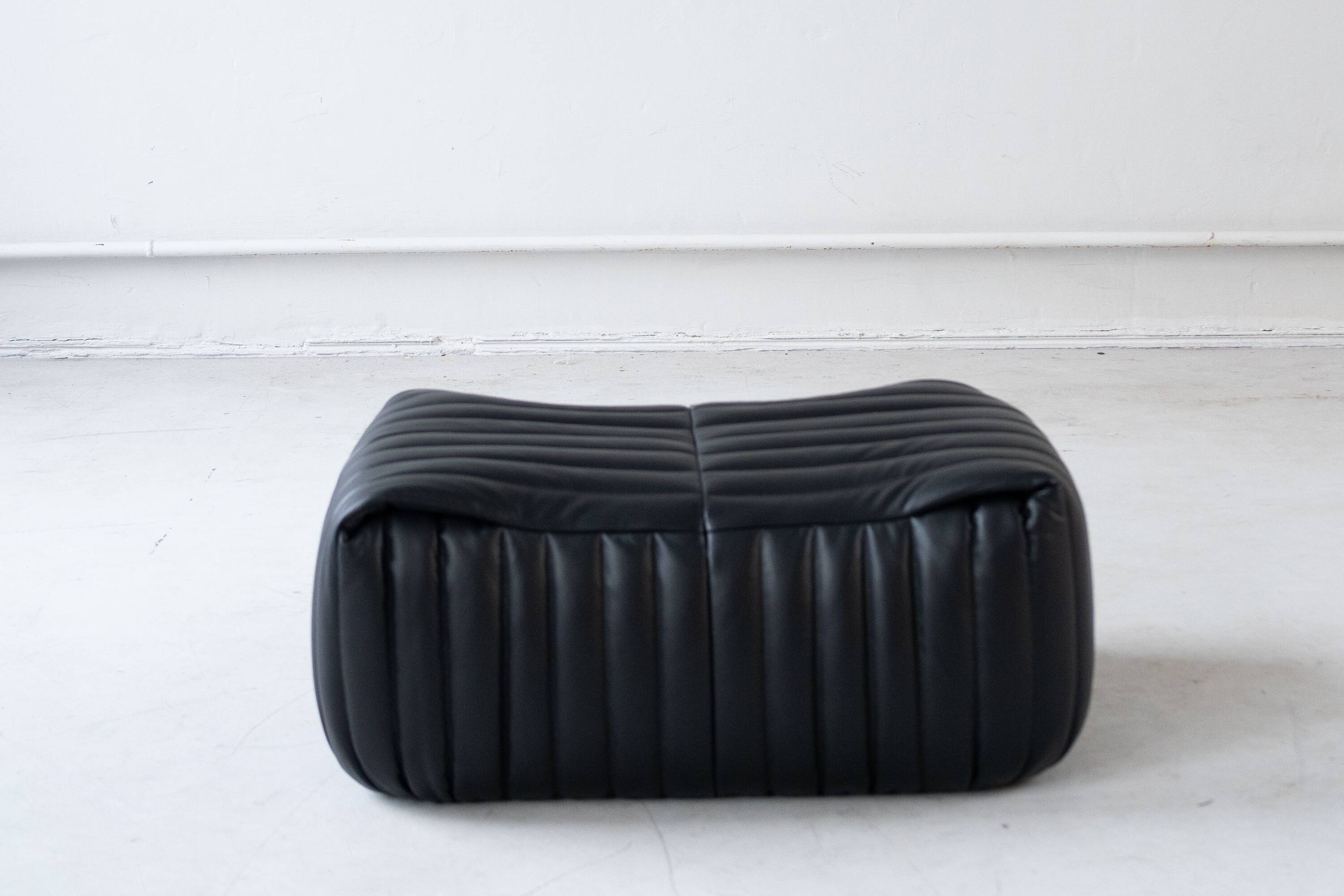 Canapé Sandra en Cuir Noir par Annie Hieronimus pour Ligne Roset, 1973, Set de 6