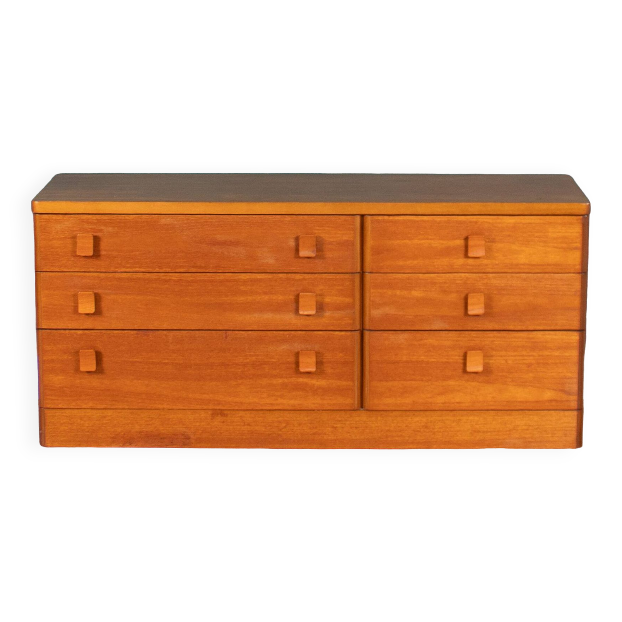 Retro Teak Stag Cantata, Mid Century Six Drawer Chest of Drawers