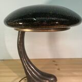 Art Deco organic mushroom bronze Murano bubble glass desk lamp