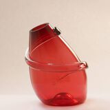 "Drop Big Spiral" vase in red glass - Sem Schanzer (as l'Anverre)