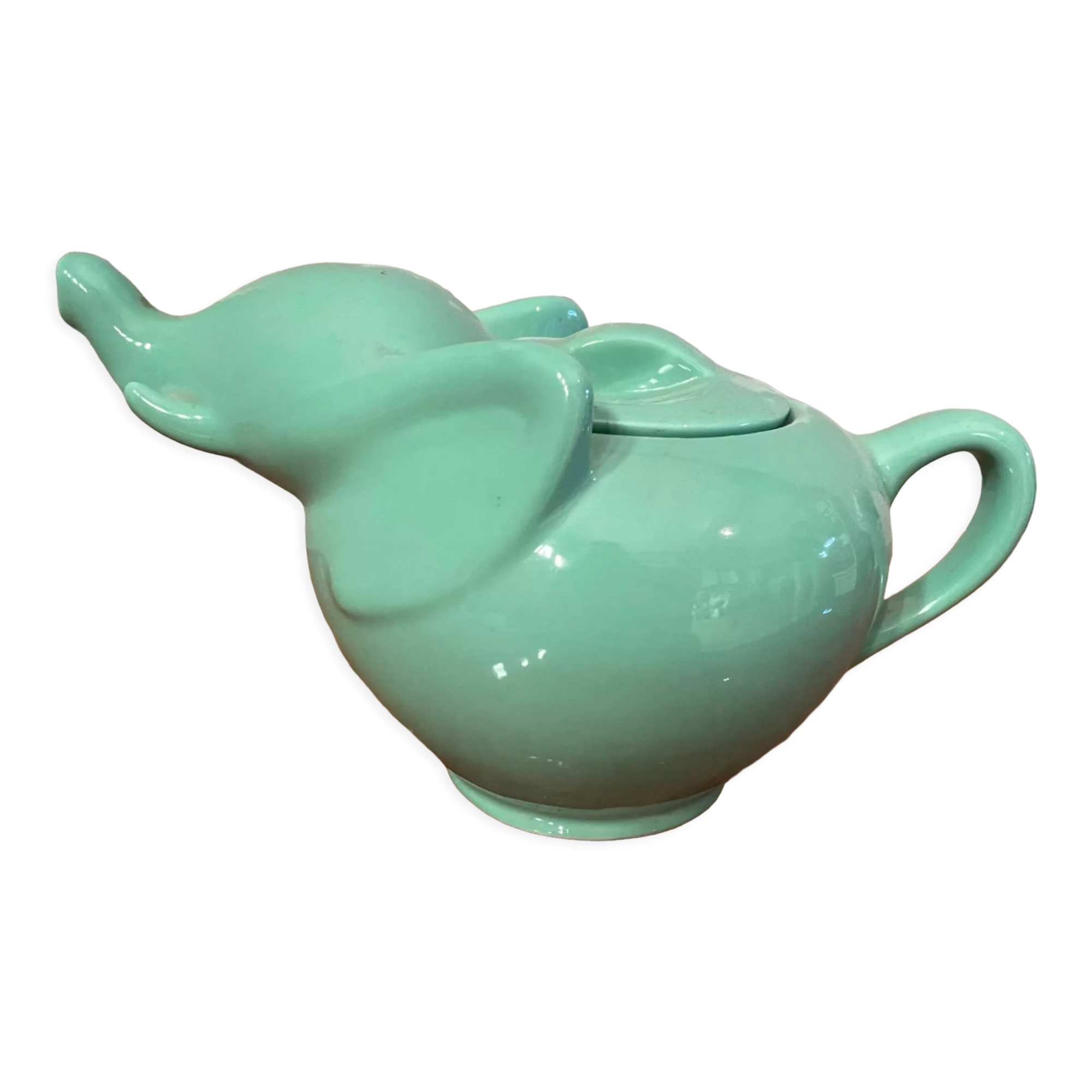 Green vintage elephant teapot